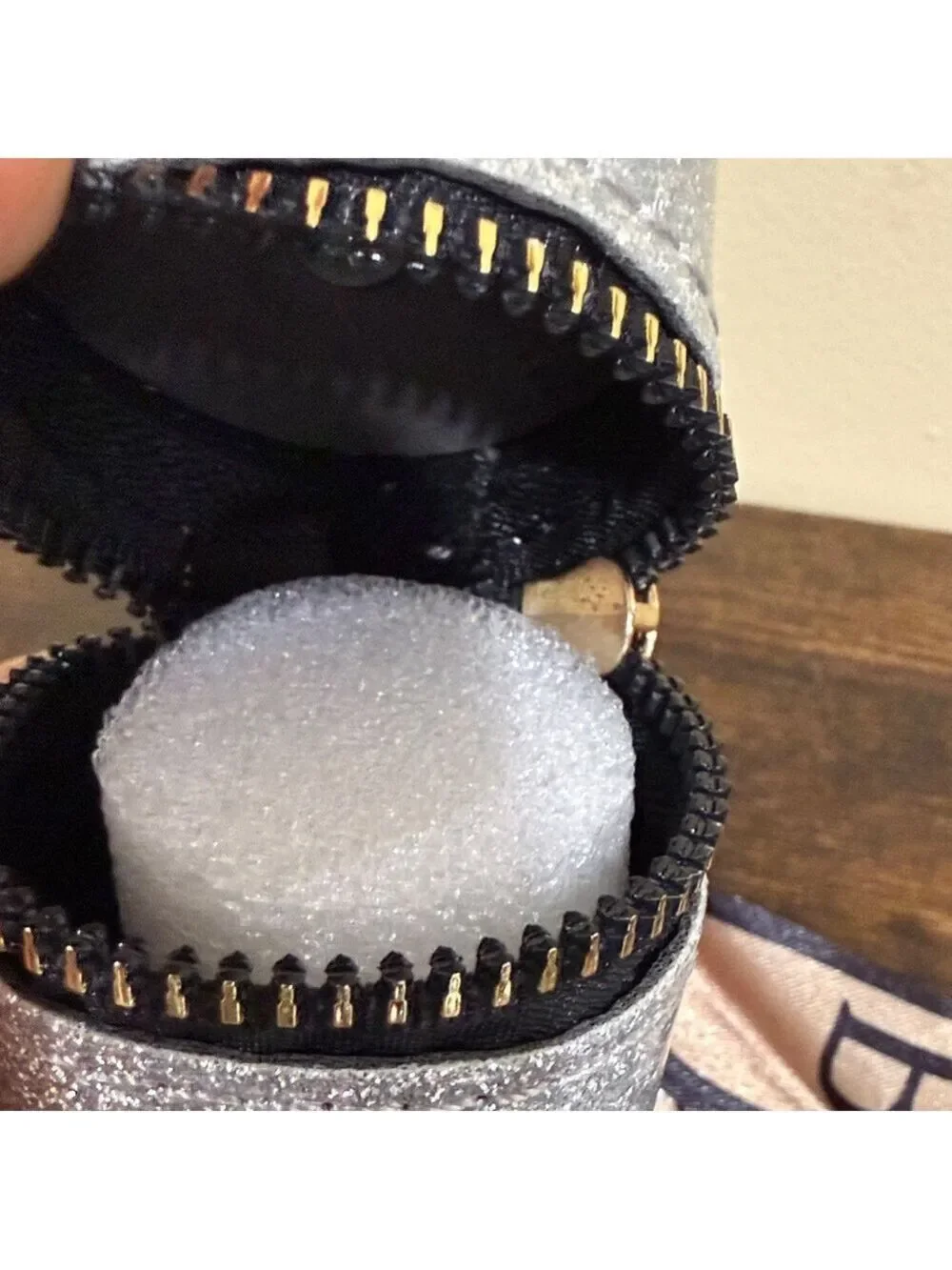 Silver Lip Gloss Case Keychain Holder